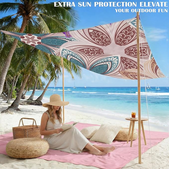 Famstar Beach Blanket Oversized Extra Large 78"X81"/10'X9',Waterproof Sandproof Beach Blanket 2-8 Adults Lightweight Durable for Travel Camping Hiking Picnic