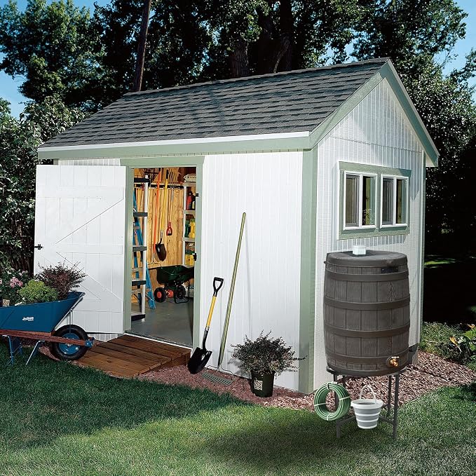 Z8 Rain Barrel Stand with Bucket & Hose Hooks Heavy Duty Water Collection Base Suitable for 45/50/55 Gallon Outdoor Rain Barrel