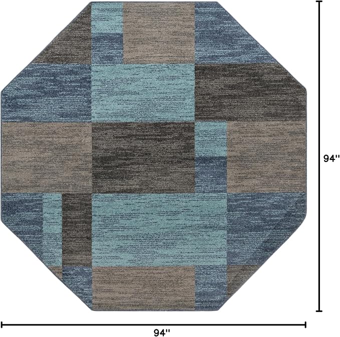 Unique Loom Autumn Collection Area Rug - Providence (7' 10" Octagon, Blue Gray/ Light Brown)