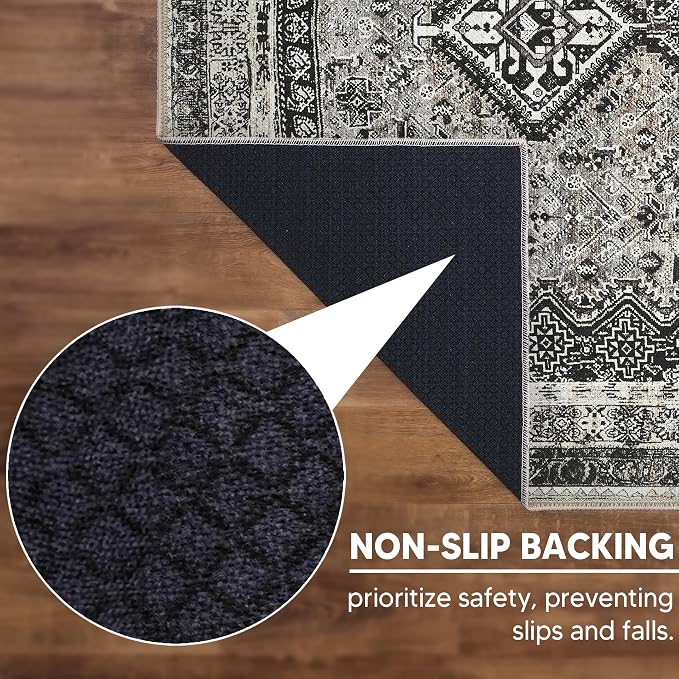 Keen Home Design 10x14 Rug - Machine Washable Area Rug with Non-Slip Backing, Ideal for Living Room, Dining Room, Bedroom - Vintage, Easy Clean, Durable, Low Pile Rug - (9'7" x 14')