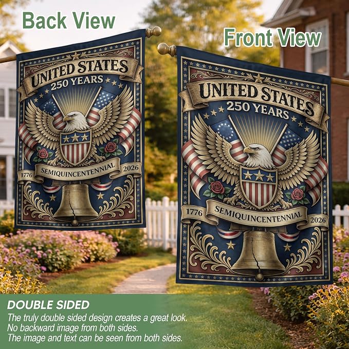 1776-2026 Commemorative, 250 Anniversary Usa Flag, Dualided Design, American 250th Anniversary Patriotic Design, American Flag With Eagle, Garden Flags For Outside 4 (30x40 Inch)