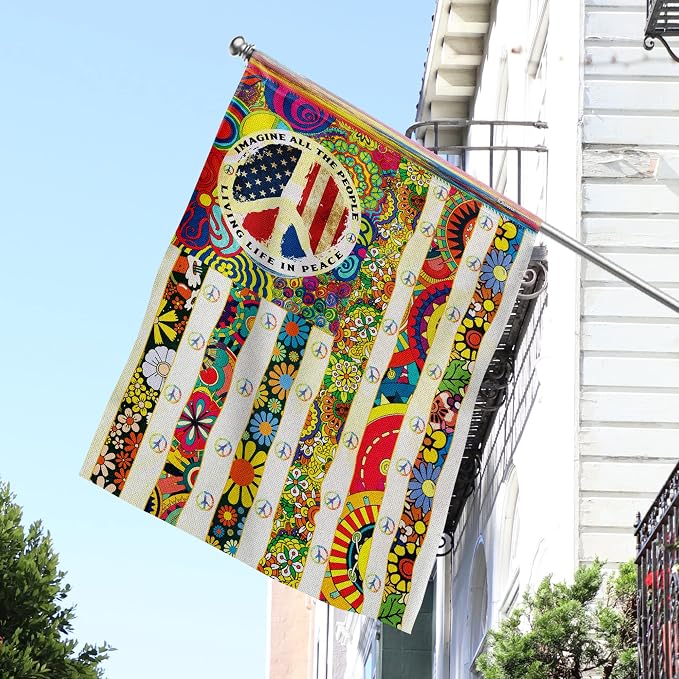 FLAGWIX Peace Hippie Flag - Decorative Home & Garden Flag, 30x40