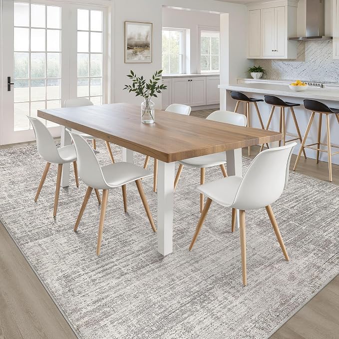 LOONGRUG 10x12 Area Rug Washable Neutral Modern Living Room Rug Brown Gray | Large Abstract Soft Stain Resistant Indoor Non-Slip Carpet for Bedroom Nursery Kids Office Playroom Dining Room