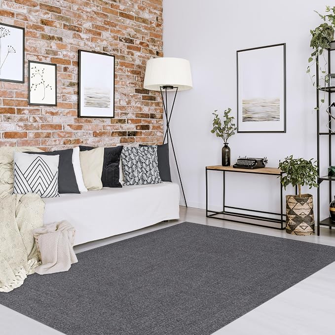 Superior Indoor/ Outdoor Large Area Rug, Reversible Braided Home Floor Decor for Living Room, Kitchen, Entryway, Patio, Front Porch, Deck, Modern, Boho, Farmhouse Style, 3' x 5', Charcoal