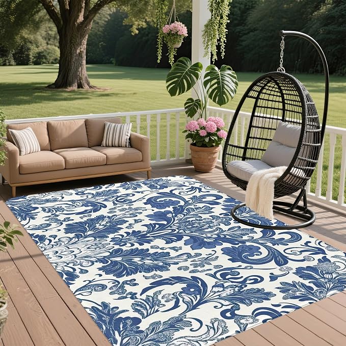 Area Rugs Paisley Floral Modern Neutral Large Living Room Carpet Vintage Traditional Flower Washable Rugs 5×7 for Kitchen Dinning Room Bedroom Farmhouse Nursery Office Home Decor