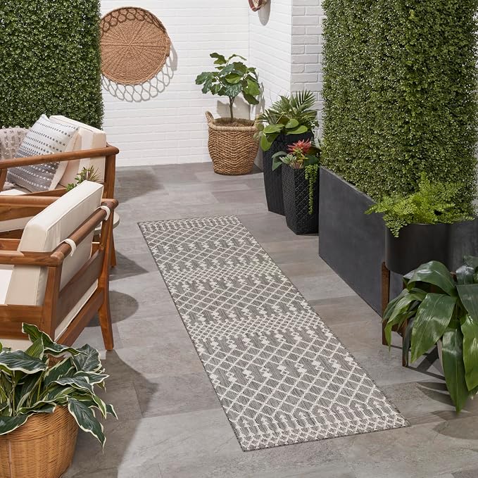 Nourison Home Positano Charcoal 2'2" x 8' Area Rug - Easy Clean, Non Shedding, Bed Room, Living Room, Dining Room, Kitchen (8' Runner)