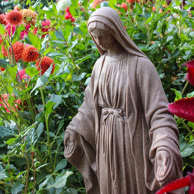 EMSCO Group Virgin Mary Statue – Natural Appearance – Made of Resin – Lightweight – 34” Height