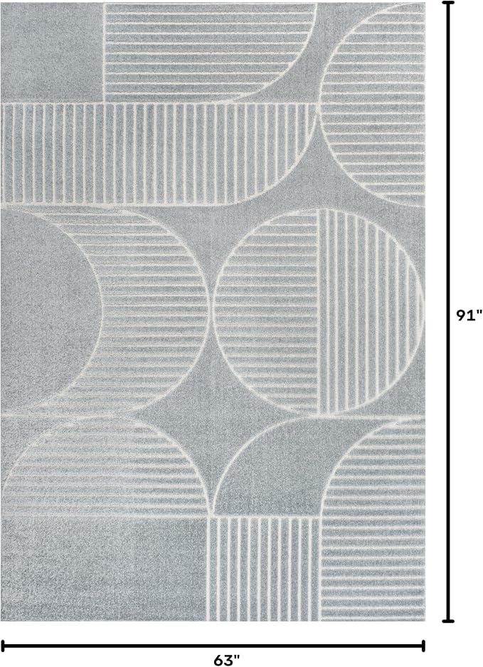 JONATHAN Y Nordby High-Low Arch Striped Light Blue/Cream Indoor/Outdoor Area Rug, 5x8, for Patio, Backyard, Living Room, Bedroom, Office, Hose-Washable (SCN104F-5)