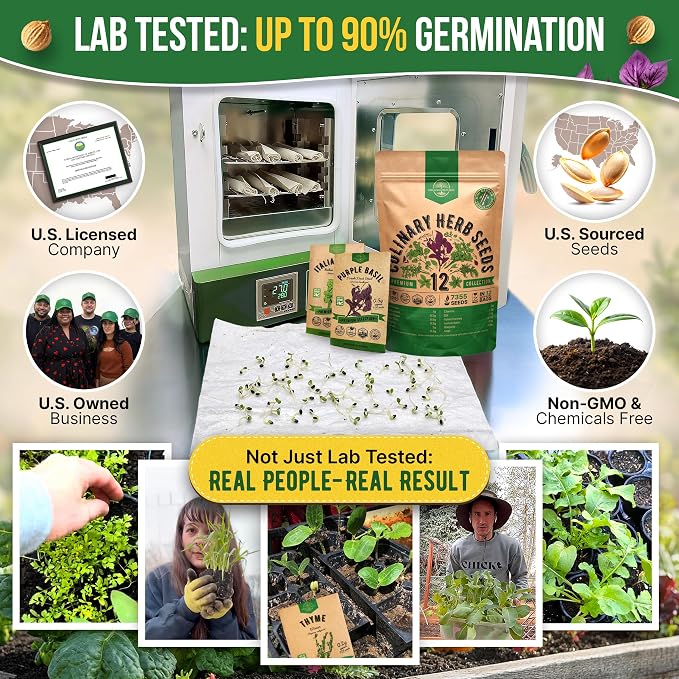 Organo Republic 12 Culinary Herbs Seeds Variety Pack - 7,355+ Heirloom, Non-GMO, Herbs Seeds for Outdoor and Indoor Home Gardening, Including Basil, Cilantro, Chives, Dill, Parsley, Sage
