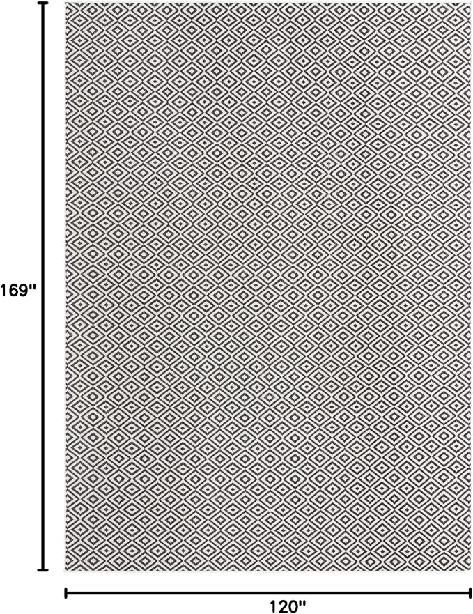 Unique Loom Outdoor Collection Area Rug - Costa Rica (10' x 14' 1' Rectangle, Charcoal Gray/ Ivory)