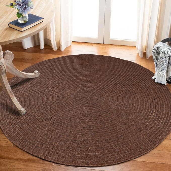 Superior Reversible Braided Indoor/Outdoor Area Rug, 6' round, Cocoa