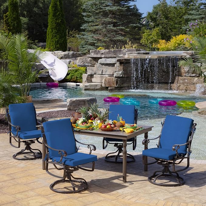 Arden 2-Pack Patio Dining Outdoor Chair Cushions, 20x44, Rain-Proof Seat Pad, Fade-Resistant Outdoor Cobalt Blue Texture