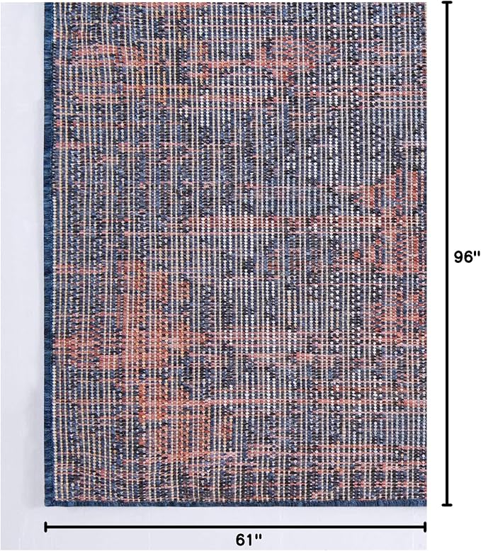Unique Loom Morocco Collection Abstract Border, Diamond, Bohemian Area Rug (5' 0 x 8' 0 Rectangular, Navy Blue/Black)
