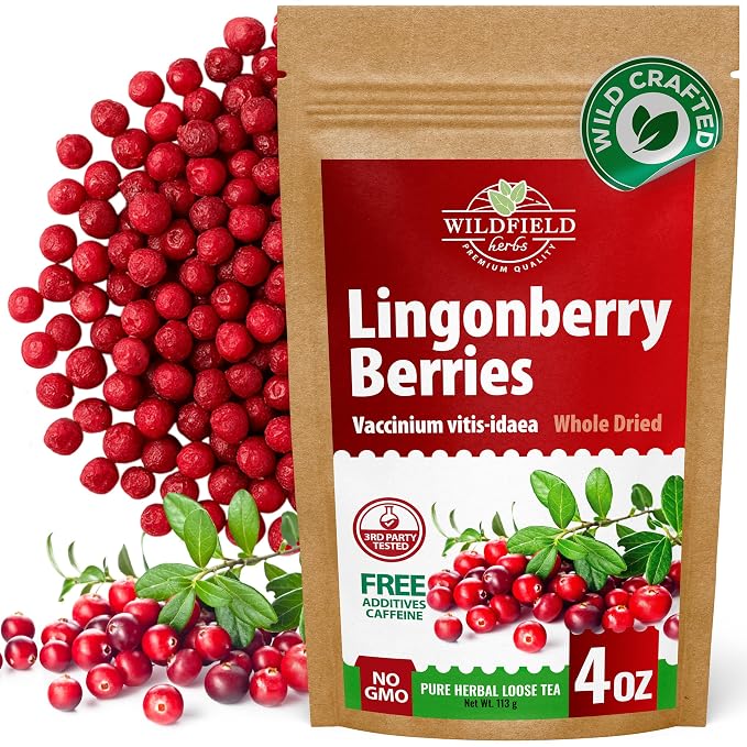 4 oz. Cowberry Lingonberry Whole Berries Tea (Vaccinium vitis-idaea L) – 113g Dried Lingonberry Tea Arándano Rojo Entero Seco