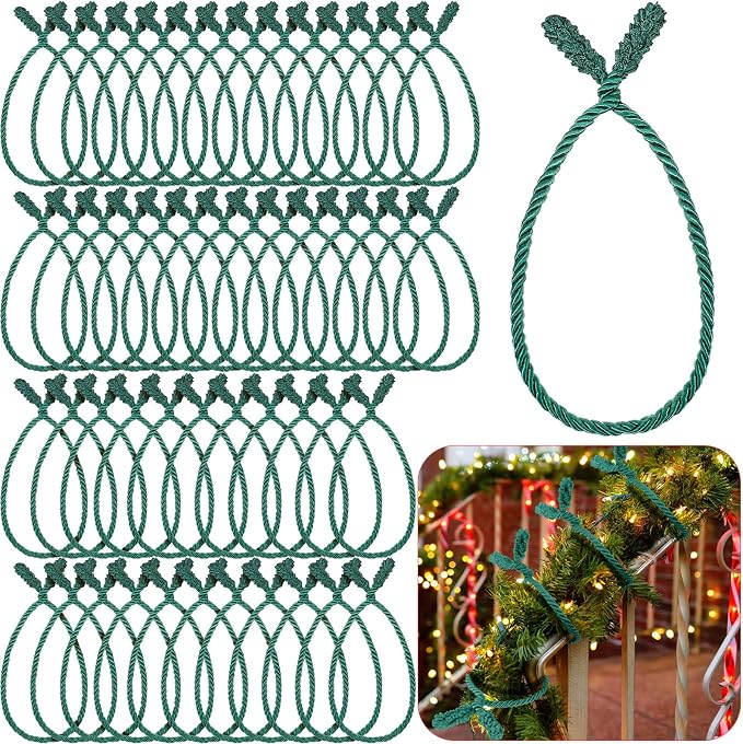 Zhengmy 100 Pcs 20 Inches Christmas Garland Ties Christmas Decorative Twist Ties for Banister Reusable and Flexible Twist for Xmas Home Decorations Holiday Craft Wrapping (Green)