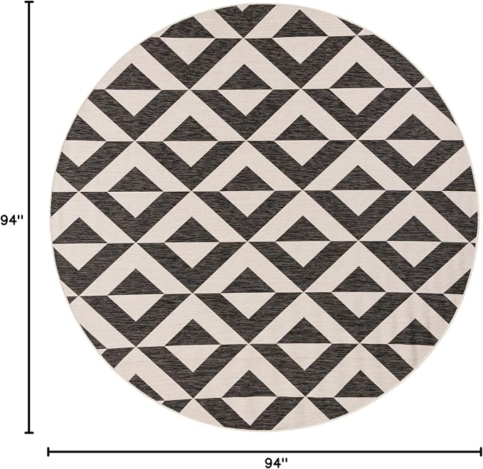 Jill Zarin Jill Zarin Outdoor Collection Area Rug - Napa (7' 10" Round Charcoal Gray/Ivory)