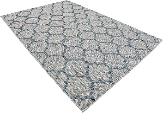Unique Loom Outdoor Trellis Collection Area Rug (6' 1" x 9' Rectangle, Gray/ Ivory)