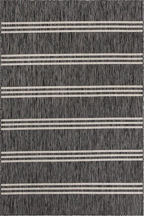 Unique Loom Outdoor Collection Area Rug - Anguilla (6' 1" x 9' Rectangle, Charcoal/ Ivory)