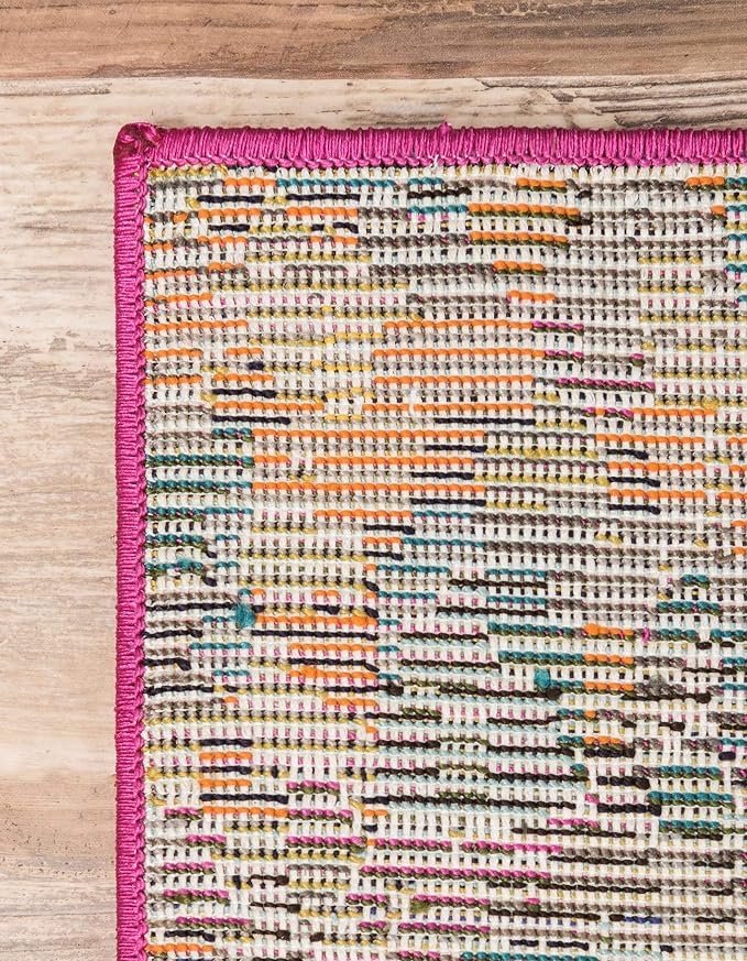 Unique Loom Jardin Collection Colorful, Vibrant, Abstract, Modern Area Rug (8' 0 x 11' 0 Rectangular, Multi/ Blue)