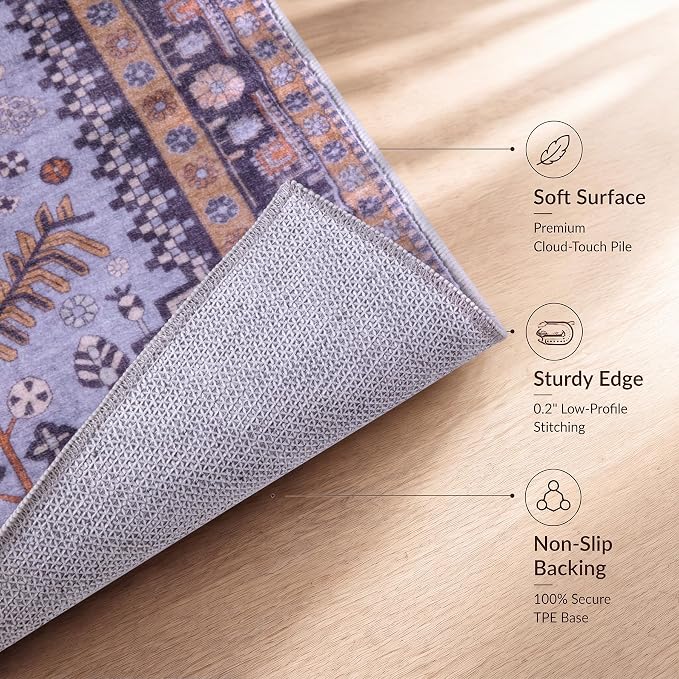 Ciicool 2x3ft Small Area Rug,Washable Boho Thin Mat for Entryway Kitchen | Oriental Non-Slip Low-Pile Indoor Carpet Soft Entry Rugs for Entrance Bedroom Kitchen Bathroom Foyer Decor