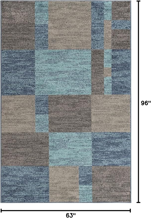 Unique Loom Autumn Collection Area Rug - Providence (5' 3" x 8' Rectangle, Blue Gray/ Light Brown)