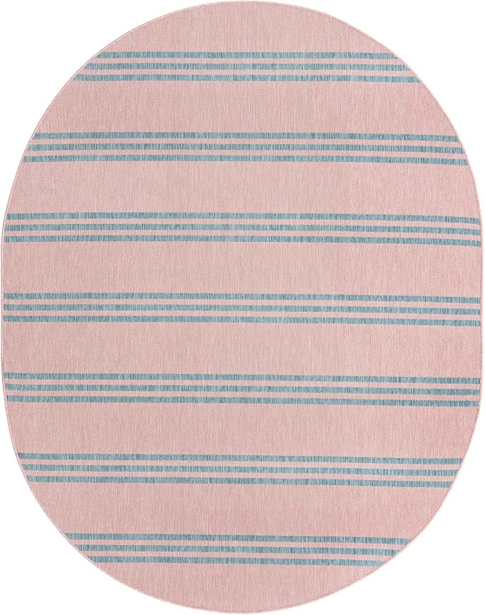 Jill Zarin Jill Zarin Outdoor Collection Area Rug - Anguilla (7' 10" x 10' Oval, Pink and Aqua/ Blue)