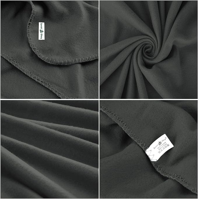 Fleece Throw Blanket Set Bulk for Travel Kids Outdoor Wedding Pet (Black Grey, Pack of 6 50x60 Inches)