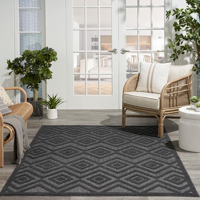 Nourison Home Versatile Charcoal Black 5' x 7' Area Rug - Easy Clean, Non Shedding, Bed Room, Living Room, Dining Room, Kitchen (5' x 7')