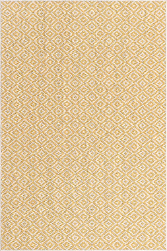 Unique Loom Outdoor Collection Area Rug - Costa Rica (6' 1" x 9' Rectangle, Yellow Ivory/ Ivory)