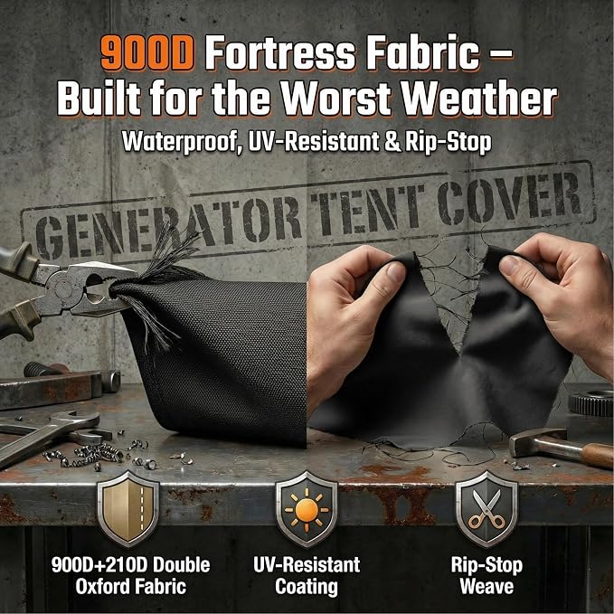 Generator Covers While Running,100% Waterproof Generator Cover,All Weather Use, 32"x24" X24 ", Super Heavy Duty 600D Waterproof Polyester Tarp 100% Waterproof, Tear Resistant, Black.