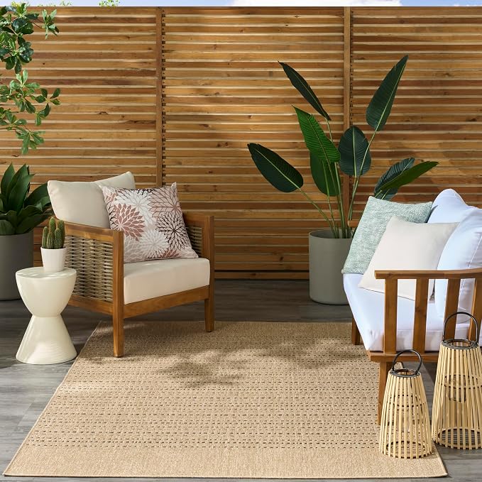 Nourison Home Tulum Taupe 5'3" x 7' Area Rug - Easy Clean, Non Shedding, Bed Room, Living Room, Dining Room, Kitchen (5' x 7')