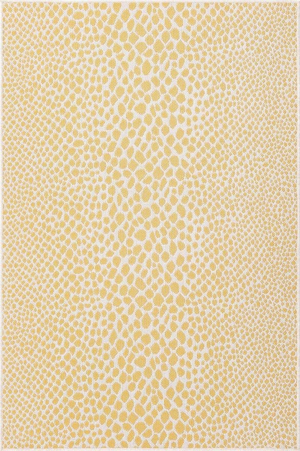 Unique Loom Jill Zarin Outdoor Collection Area Rug - Cape Town (4' x 6' Rectangle Yellow Ivory/Ivory)