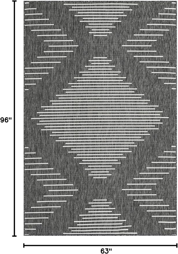 Unique Loom Outdoor Modern Collection Area Rug - Tambor (5' 3" x 8' Rectangle, Charcoal Gray/ Ivory)
