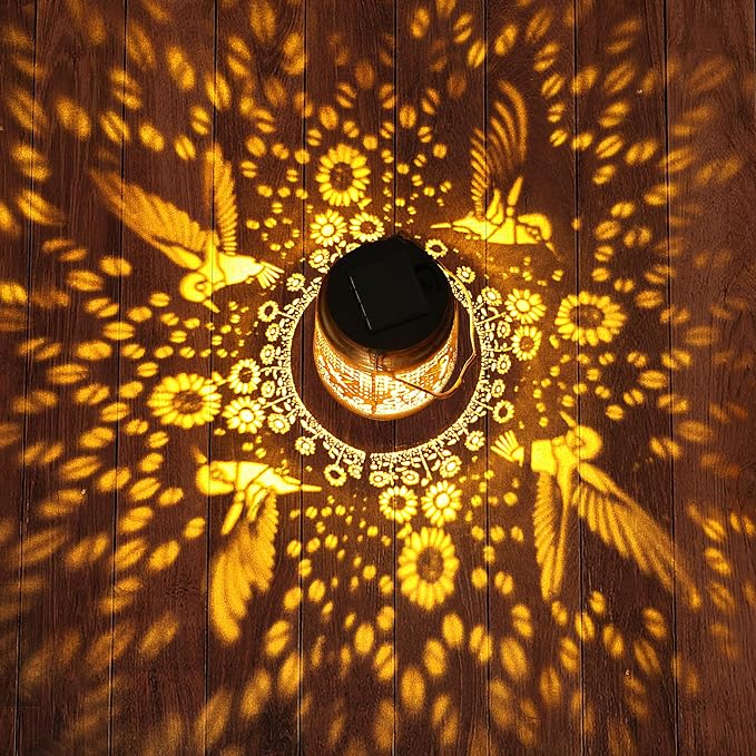 2 Pack Hummingbird Sunflower Solar Lanterns Outdoor with Shepherd Hook, Birthday Gift Mothers Day Gift for Women Mom Grandma Wife Daughter, Waterproof Hanging Lights, Decor for Yard Garden Patio Lawn