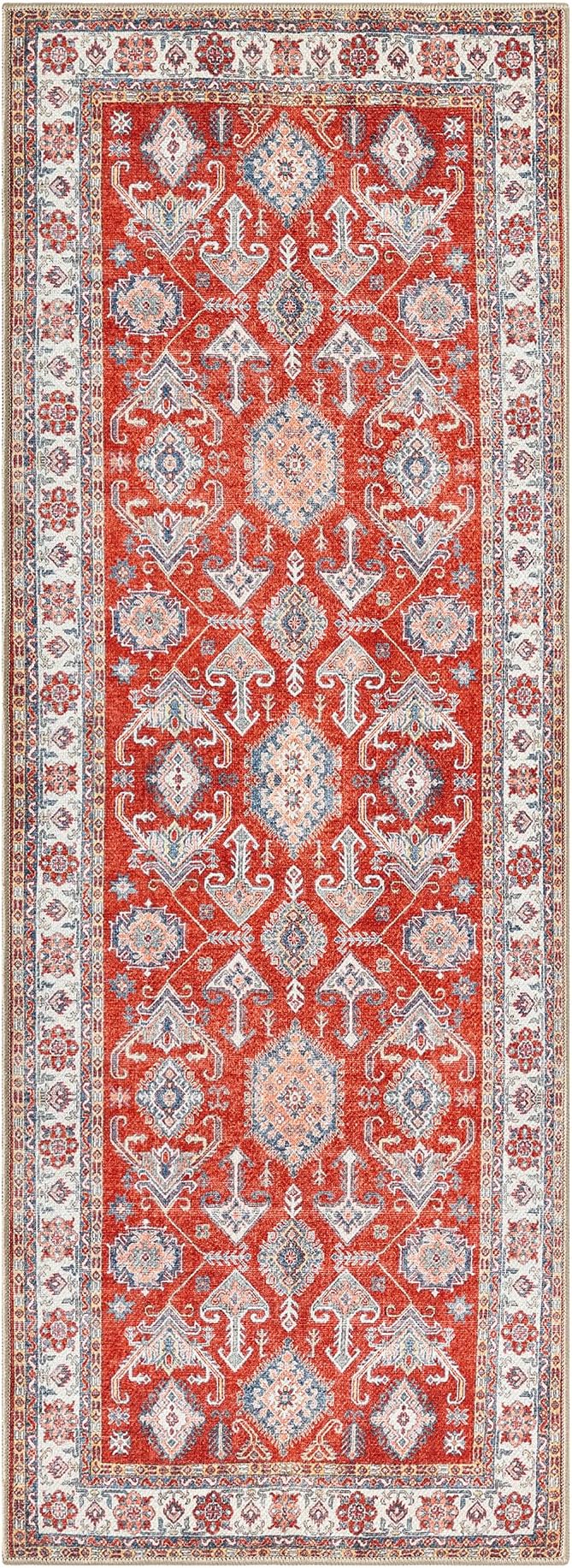 Keen Home Design Vintage Washable Entryway Rug, Non-Slip Low Pile, 2x3 | Machine Washable Cotton Chenille, 0.25In Low Pile, Rubber Non-Slip Back; Kitchen, Entryway, Bathroom, Bedside