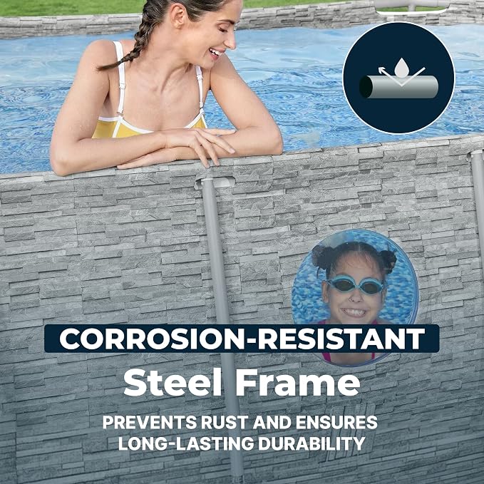 Bestway Steel Pro MAX Splashview 14’ x 8'2" x 39.5” Above Ground Pool, Oval Metal Frame Outdoor Swimming Pool Set with Filter Pump, Ladder, and Cover