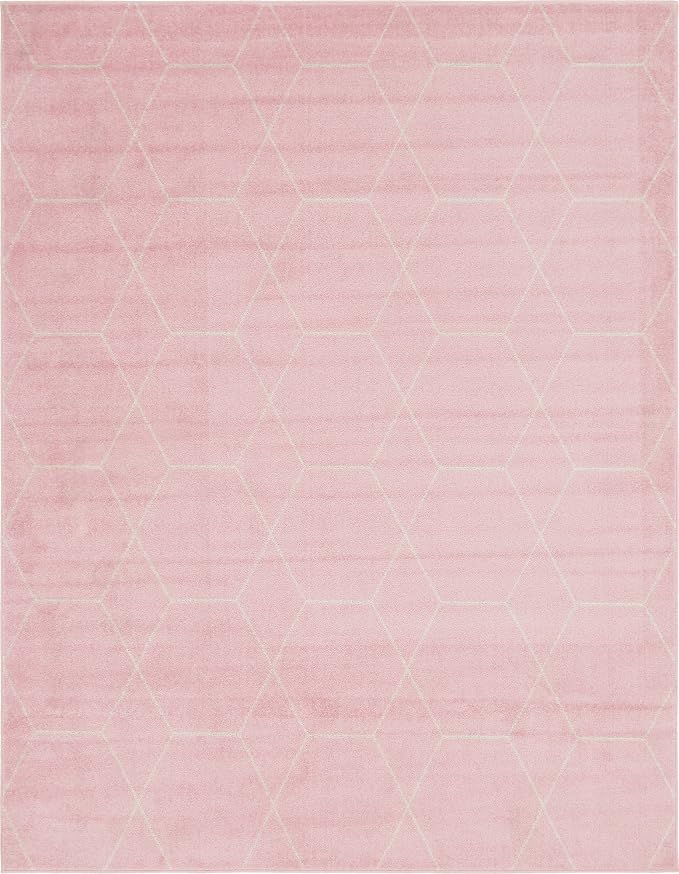Unique Loom Trellis Frieze Collection Area Rug - Geometric (8' x 10', Light Pink/ Ivory)