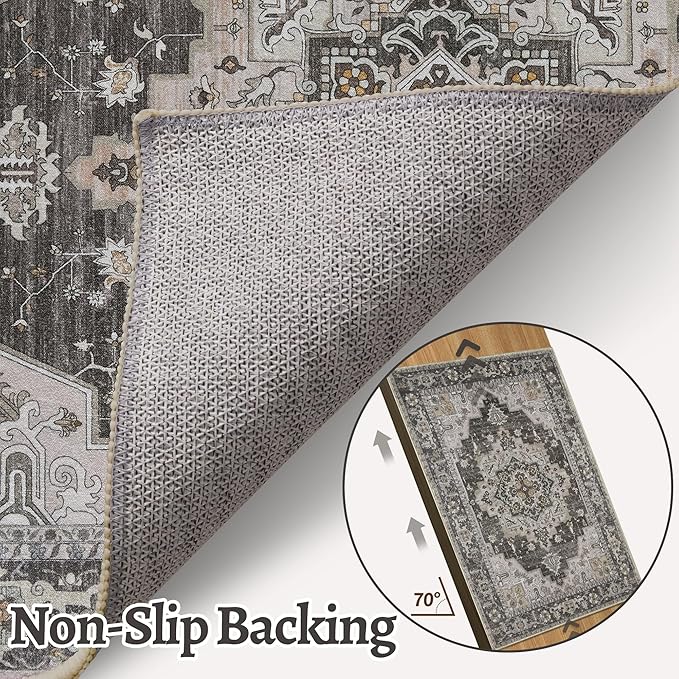 Tangsoo Vintage 2x3 Washable Rugs for Entryway, Non Slip Small Area Rug | Oriental Indoor Front Door Rug, Farmhouse Soft Low Pile Door Mat Carpet Throw Rugs for Entry Entrance Kitchen Bedroom Decor