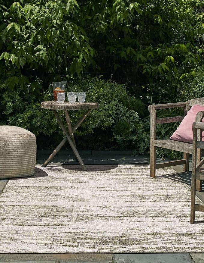 Unique Loom Outdoor Modern Collection Area Rug - Cartago (2' 2" x 3' 1" Rectangle, Green/ Ivory)