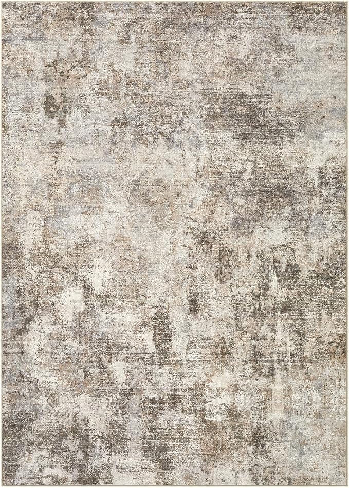 6x9 Area Rug Washable Abstract Rugs for Living Room Dark Brown | for Bedroom, Dining Room, Office, Nursery, Soft Neutral, Low Pile Non-Slip, Kid Pet Friendly, Large Indoor Carpet, Home Decor