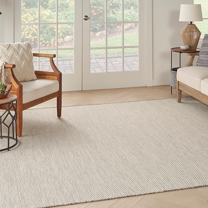 Nourison Home Courtyard Ivory Silver 10' x Square Area Rug - Easy Clean, Non Shedding, Bed Room, Living Room, Dining Room, Kitchen (10' x Square)