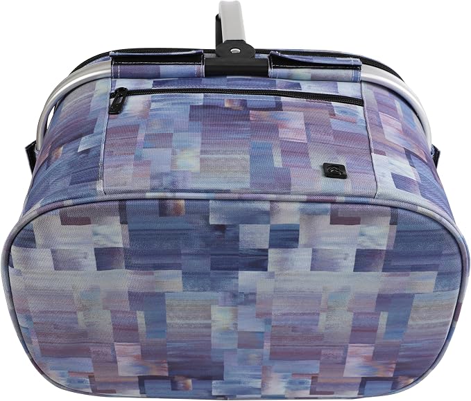 ALLCAMP Picnic Basket - Insulated Cooler, Thickening Foldable Picnic Basket with Removable Baskets & Sewn-in Frame, Basket for House Warming Gifts New Home(Purple Pattern)