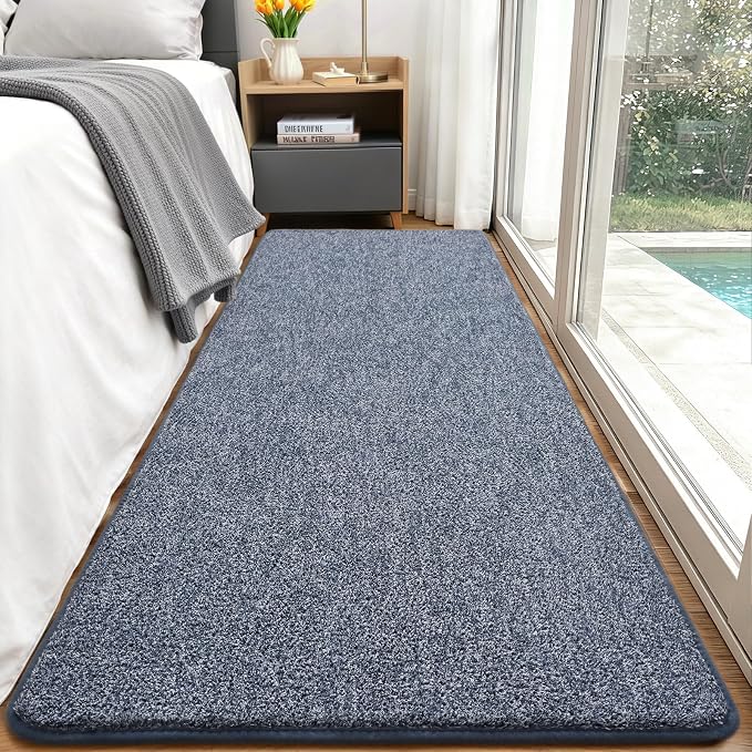 Keeko 2x8 Area Rugs for Living Room,Soft Washable Memory Foam Bedroom Rug | Indoor Throw Rug Low Pile Minimalist Non Slip Carpet for Kids Nursery Classroom Dorm Room Home Decor Blue and White