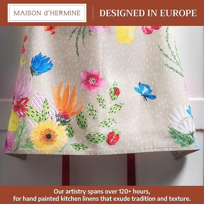 Maison d' Hermine Aprons for women with Pocket 100% Cotton (27.50"x31.50") | Adjustable Neck Strap & long ties Apron Men Chef Wedding Cooking Gardening Server Maid