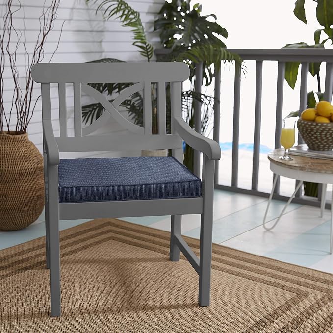 Sorra Home Sunbrella Bristol Square Chair Cushion (Set of 2) - Fade & Water Resistant, Outdoor & Indoor Patio Seat Cushion with Plush Trupedic Foam - Spectrum Indigo (20" x 20" x 2.5")
