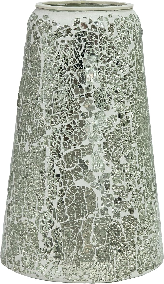 Sunnydaze Glass Gazing Ball Stand for Outdoors, Mirrored Diamond | Outdoor Mosaic Sphere Holder & Pedestal for Backyard or Patio Decoration, 11" Tall Gazing Globe Stand, Fits 10-12 in Balls