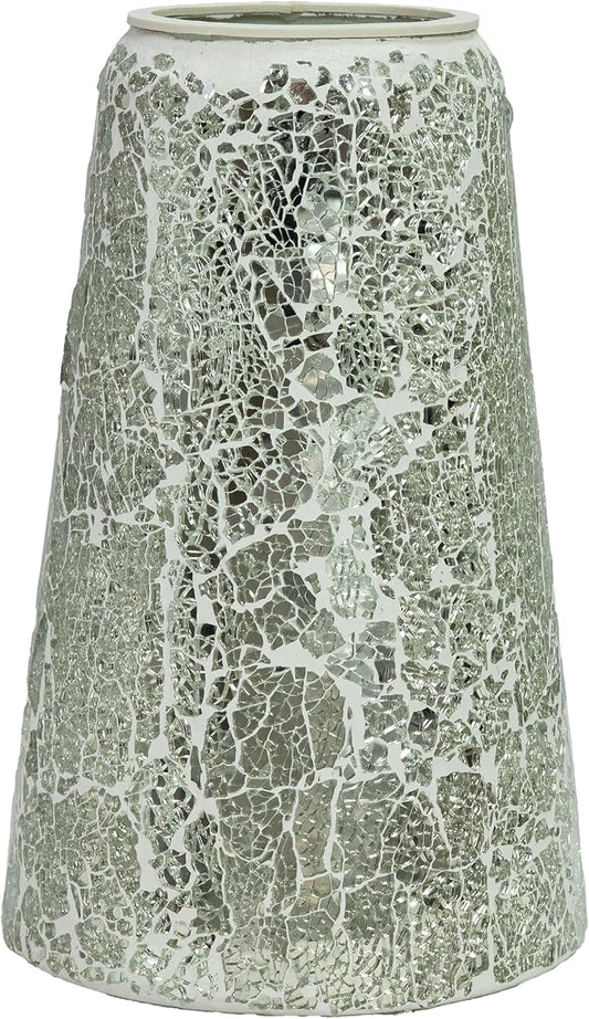 Sunnydaze Glass Gazing Ball Stand for Outdoors, Mirrored Diamond | Outdoor Mosaic Sphere Holder & Pedestal for Backyard or Patio Decoration, 11" Tall Gazing Globe Stand, Fits 10-12 in Balls