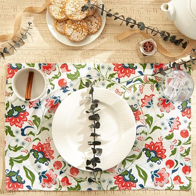 DII Garden Inspired Outdoor Tabletop Collection, Water Resistant, Placemat (Set of 6), Floral