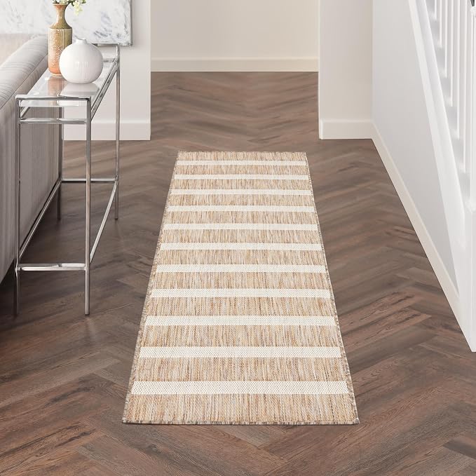 Nourison Home Positano Beige Ivory 2' x 6' Area Rug - Easy Clean, Non Shedding, Bed Room, Living Room, Dining Room, Kitchen (6' Runner)