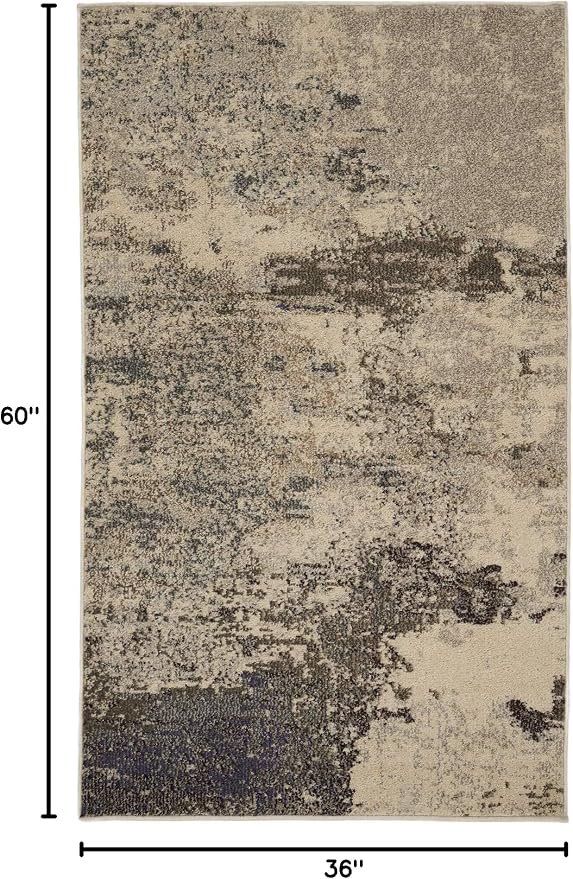 Nourison Home Celestial Ivory Grey 3' x 5' Area Rug - Easy Clean, Non Shedding, Bed Room, Living Room, Dining Room, Kitchen (3' x 5')